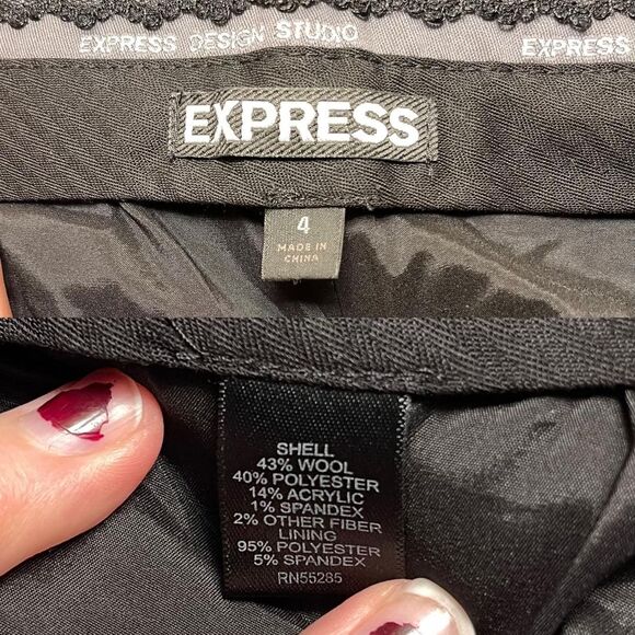 Express Design Studio Trouser Shorts | Tweed & Lace Wool Blend - Picture 5 of 7